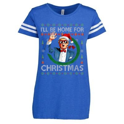 ILl Be Home For Christmas Funny Trump 2024 Ugly Xmas Enza Ladies Jersey Football T-Shirt