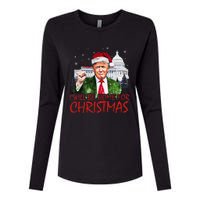 ILl Be Home For Christmas Xmas Trump Pajamas Holiday Santa Womens Cotton Relaxed Long Sleeve T-Shirt