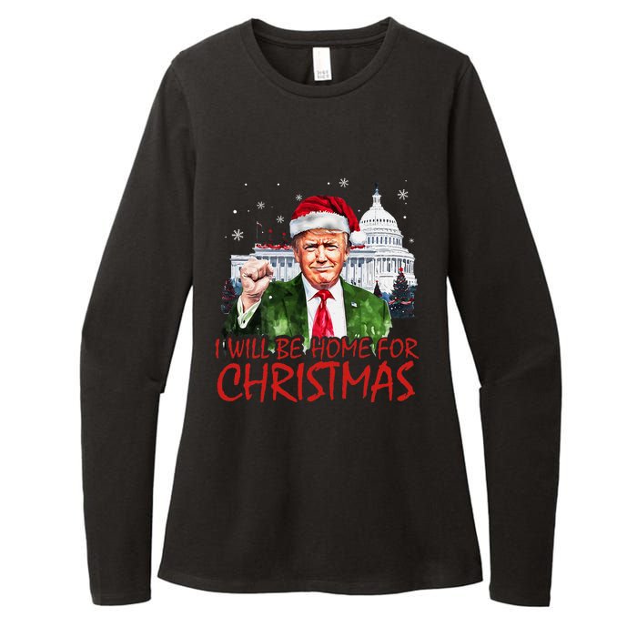 ILl Be Home For Christmas Xmas Trump Pajamas Holiday Santa Womens CVC Long Sleeve Shirt