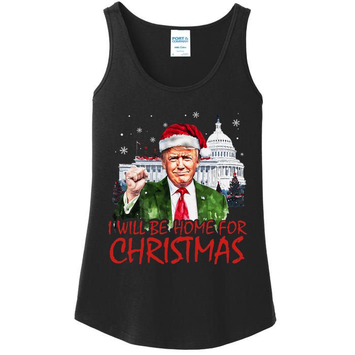 ILl Be Home For Christmas Xmas Trump Pajamas Holiday Santa Ladies Essential Tank