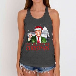 ILl Be Home For Christmas Xmas Trump Pajamas Holiday Santa Women's Knotted Racerback Tank