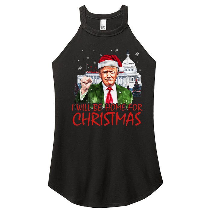 ILl Be Home For Christmas Xmas Trump Pajamas Holiday Santa Women's Perfect Tri Rocker Tank