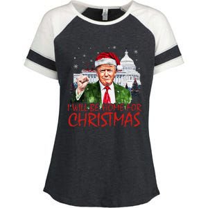 ILl Be Home For Christmas Xmas Trump Pajamas Holiday Santa Enza Ladies Jersey Colorblock Tee