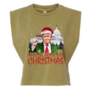 ILl Be Home For Christmas Xmas Trump Pajamas Holiday Santa Garment-Dyed Women's Muscle Tee