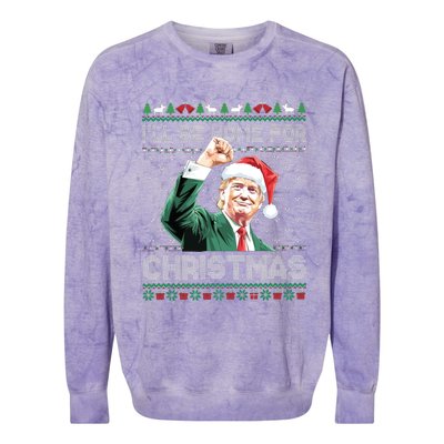 ILl Be Home For Christmas Funny Trump 2024 Ugly Christmas Colorblast Crewneck Sweatshirt