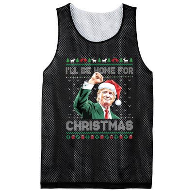 ILl Be Home For Christmas Funny Trump 2024 Ugly Christmas Mesh Reversible Basketball Jersey Tank