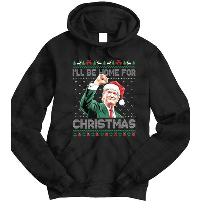 ILl Be Home For Christmas Funny Trump 2024 Ugly Christmas Tie Dye Hoodie