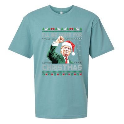 ILl Be Home For Christmas Funny Trump 2024 Ugly Christmas Sueded Cloud Jersey T-Shirt