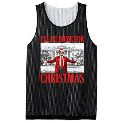 ILl Be Home For Christmas Santa Funny Trump Xmas Pajamas Mesh Reversible Basketball Jersey Tank