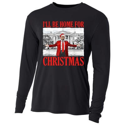 ILl Be Home For Christmas Santa Funny Trump Xmas Pajamas Cooling Performance Long Sleeve Crew