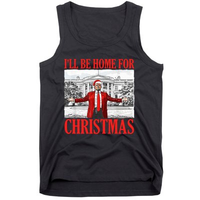 ILl Be Home For Christmas Santa Funny Trump Xmas Pajamas Tank Top