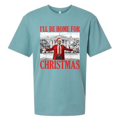 ILl Be Home For Christmas Santa Funny Trump Xmas Pajamas Sueded Cloud Jersey T-Shirt