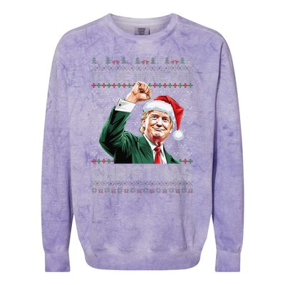 ILl Be Home For Christmas Santa Trump Xmas Ugly Pajamas Colorblast Crewneck Sweatshirt