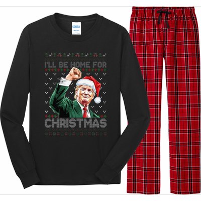 ILl Be Home For Christmas Santa Trump Xmas Ugly Pajamas Long Sleeve Pajama Set