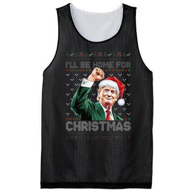 ILl Be Home For Christmas Santa Trump Xmas Ugly Pajamas Mesh Reversible Basketball Jersey Tank