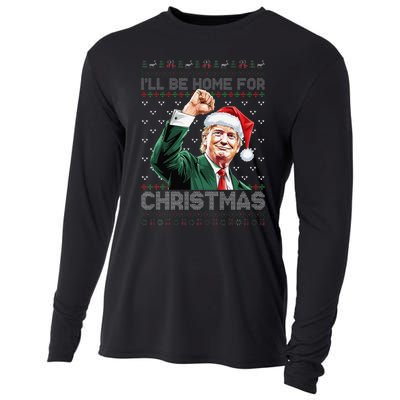 ILl Be Home For Christmas Santa Trump Xmas Ugly Pajamas Cooling Performance Long Sleeve Crew