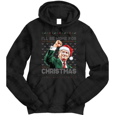 ILl Be Home For Christmas Santa Trump Xmas Ugly Pajamas Tie Dye Hoodie