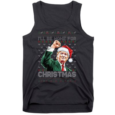 ILl Be Home For Christmas Santa Trump Xmas Ugly Pajamas Tank Top