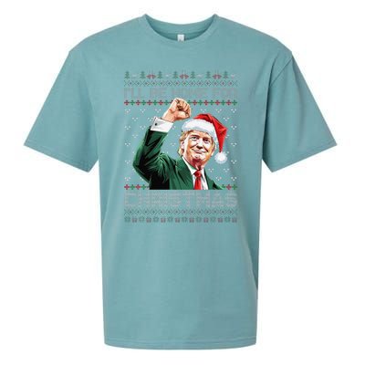 ILl Be Home For Christmas Santa Trump Xmas Ugly Pajamas Sueded Cloud Jersey T-Shirt