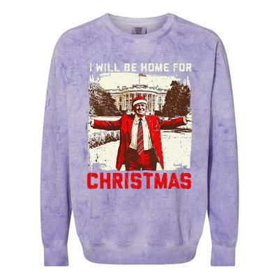 ILl Be Home For Christmas Funny Trump Santa Xmas 2024 Colorblast Crewneck Sweatshirt