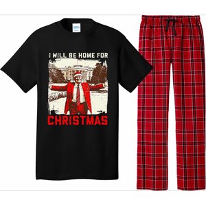 ILl Be Home For Christmas Funny Trump Santa Xmas 2024 Pajama Set