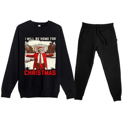 ILl Be Home For Christmas Funny Trump Santa Xmas 2024 Premium Crewneck Sweatsuit Set