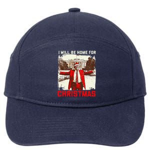 ILl Be Home For Christmas Funny Trump Santa Xmas 2024 7-Panel Snapback Hat