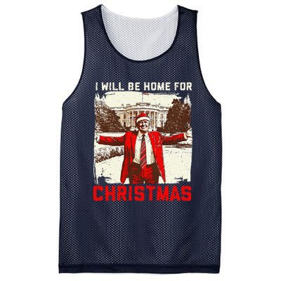 ILl Be Home For Christmas Funny Trump Santa Xmas 2024 Mesh Reversible Basketball Jersey Tank