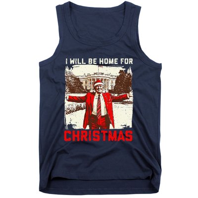 ILl Be Home For Christmas Funny Trump Santa Xmas 2024 Tank Top