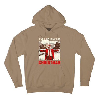 ILl Be Home For Christmas Funny Trump Santa Xmas 2024 Hoodie