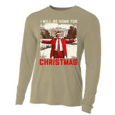 ILl Be Home For Christmas Funny Trump Santa Xmas 2024 Cooling Performance Long Sleeve Crew