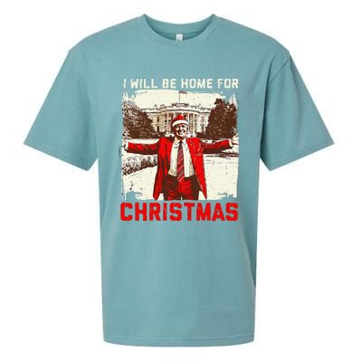 ILl Be Home For Christmas Funny Trump Santa Xmas 2024 Sueded Cloud Jersey T-Shirt