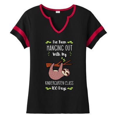 I've Been Hanging Out With My Kindergarten Class 100 Days Cool Gift Ladies Halftime Notch Neck Tee