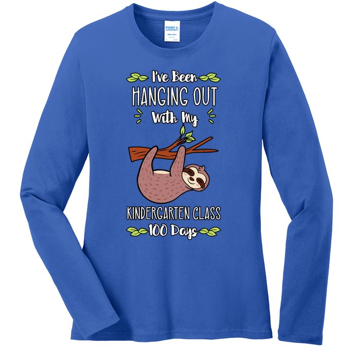 I've Been Hanging Out With My Kindergarten Class 100 Days Cool Gift Ladies Long Sleeve Shirt