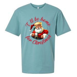 ILl Be Home For Christmas Santa Funny Trump Xmas Gift Sueded Cloud Jersey T-Shirt