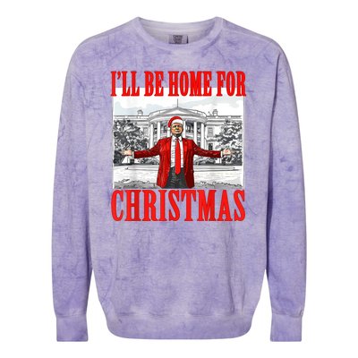 ILl Be Home For Christmas Funny Donald Trump Colorblast Crewneck Sweatshirt