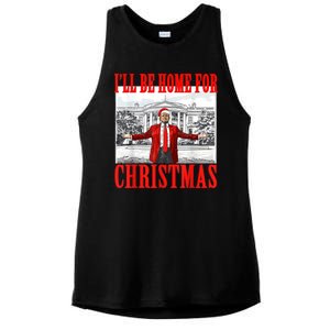 ILl Be Home For Christmas Funny Donald Trump Ladies PosiCharge Tri-Blend Wicking Tank