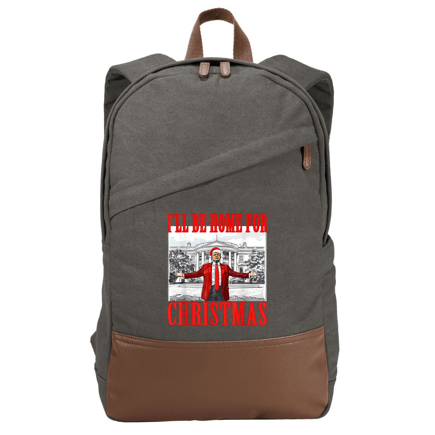 ILl Be Home For Christmas Funny Donald Trump Cotton Canvas Backpack