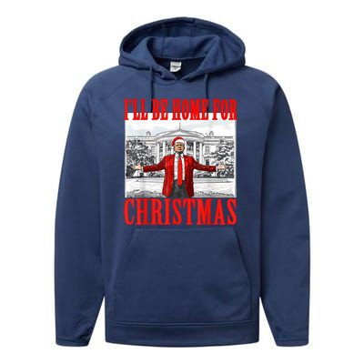 ILl Be Home For Christmas Funny Donald Trump Performance Fleece Hoodie