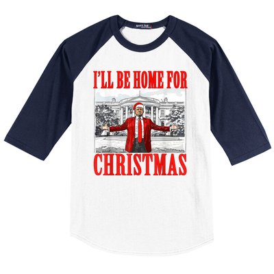 ILl Be Home For Christmas Funny Donald Trump Baseball Sleeve Shirt