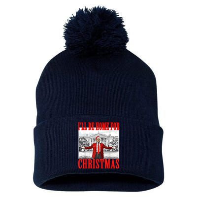 ILl Be Home For Christmas Funny Donald Trump Pom Pom 12in Knit Beanie