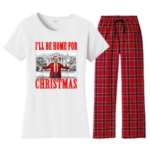 ILl Be Home For Christmas Funny Donald Trump Women's Flannel Pajama Set