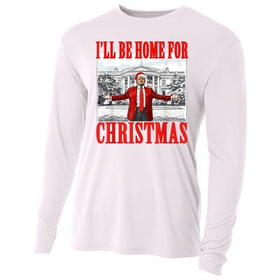 ILl Be Home For Christmas Funny Donald Trump Cooling Performance Long Sleeve Crew