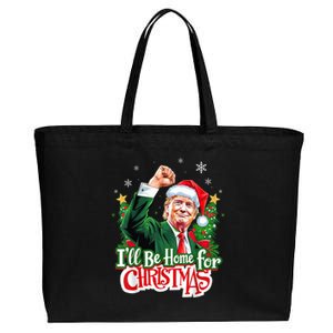 Ill Be Home For Christmas Funny Trump Santa 2024 Christmas Cotton Canvas Jumbo Tote