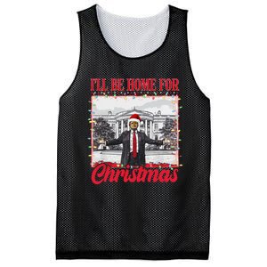 ILl Be Home For Christmas Santa Funny Trump Xmas Pajamas Gift Mesh Reversible Basketball Jersey Tank