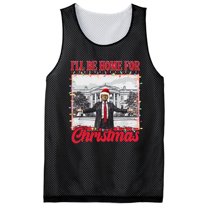 ILl Be Home For Christmas Santa Funny Trump Xmas Pajamas Gift Mesh Reversible Basketball Jersey Tank