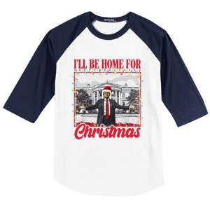 ILl Be Home For Christmas Santa Funny Trump Xmas Pajamas Gift Baseball Sleeve Shirt