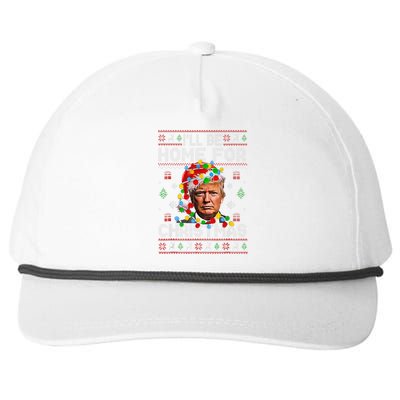 ILl Be Home For Christmas Funny Santa Trump Pajamas Ugly Snapback Five-Panel Rope Hat