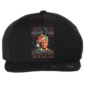 ILl Be Home For Christmas Funny Santa Trump Pajamas Ugly Wool Snapback Cap