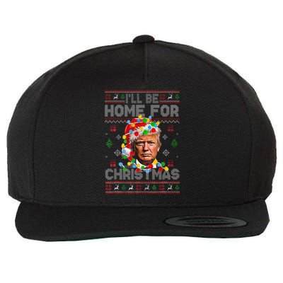 ILl Be Home For Christmas Funny Santa Trump Pajamas Ugly Wool Snapback Cap